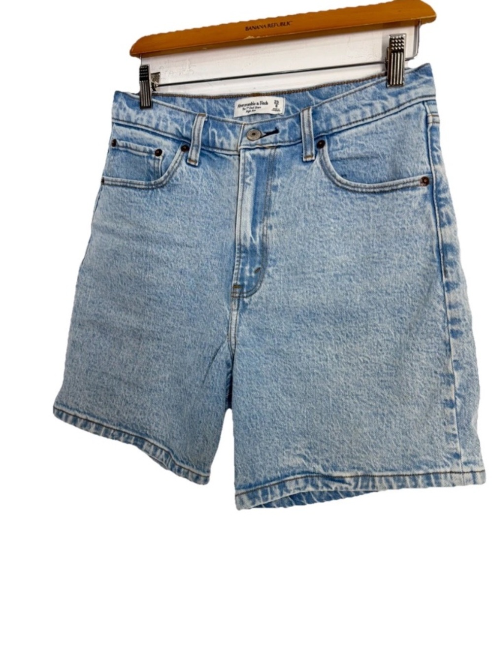 Abercrombie and Fitch curve love the dad short 7" high rise denim shorts Size 8 - Picture 10 of 14